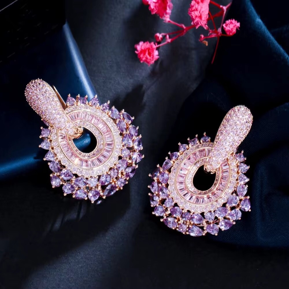 Elegant Purple and Gold Earrings